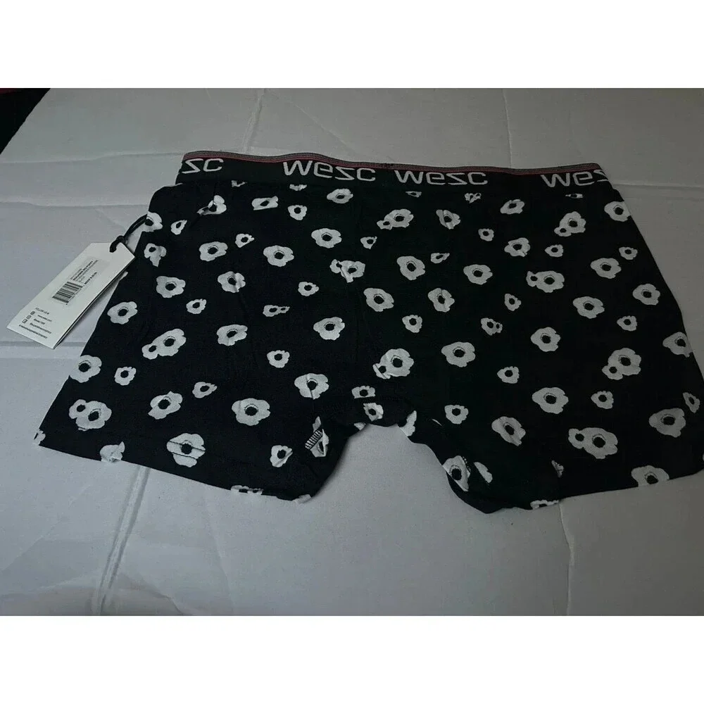 NWT WeSC Men‘s Boxer Brief Underwear, Size L Benjamin Big Poppy Flower Black
